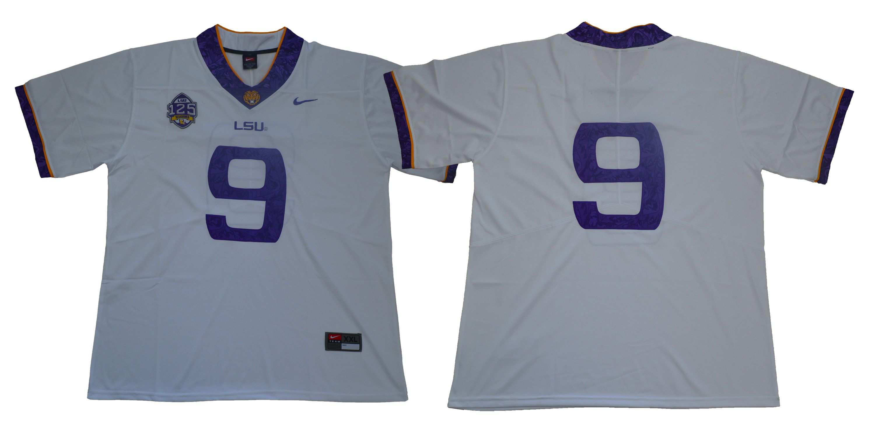 Men LSU Tigers #9 No name White Stitched NCAA Jersey